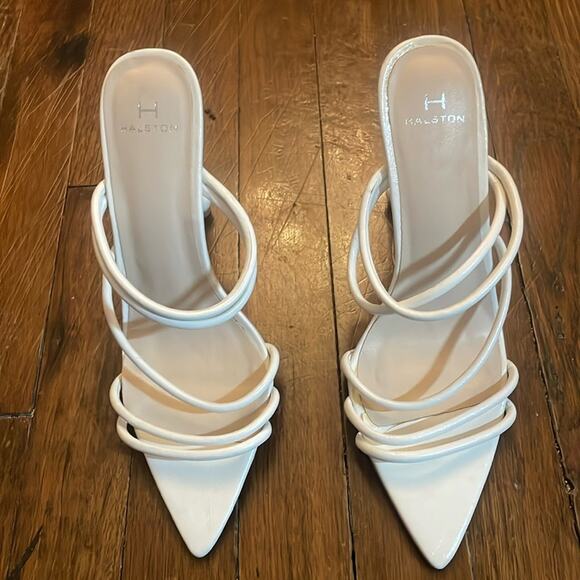 Halston White Strappy Heels Size 8 New - Picture 2 of 7